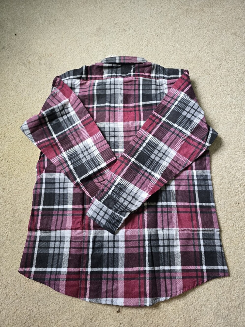 Men's Pink Plaid Long-Sleeve Shirt